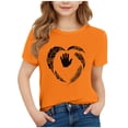 thumbnail image 2 of SGFCWSX Girls Short Sleeve Shirts, Kids Print Crewneck Summer Tees Regular Fit Casual Everyday Tops Orange Size 7-8 Years, 2 of 4