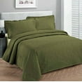 thumbnail image 1 of Fancy Linen Collection Luxury Bedspread Coverlet Solid Olive Green Oversize King/California King, 1 of 3