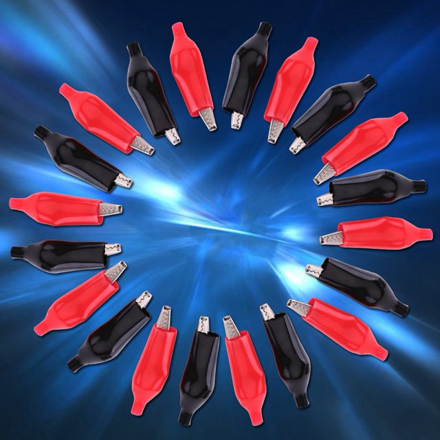Pinzas de cocodrilo 20pcs 45MM Pinza de cocodrilo de metal Abrazadera eléctrica de cocodrilo para prueba Medidor de sonda Herramienta de terminación de cable negro y rojo Clip ANGGREK Otros