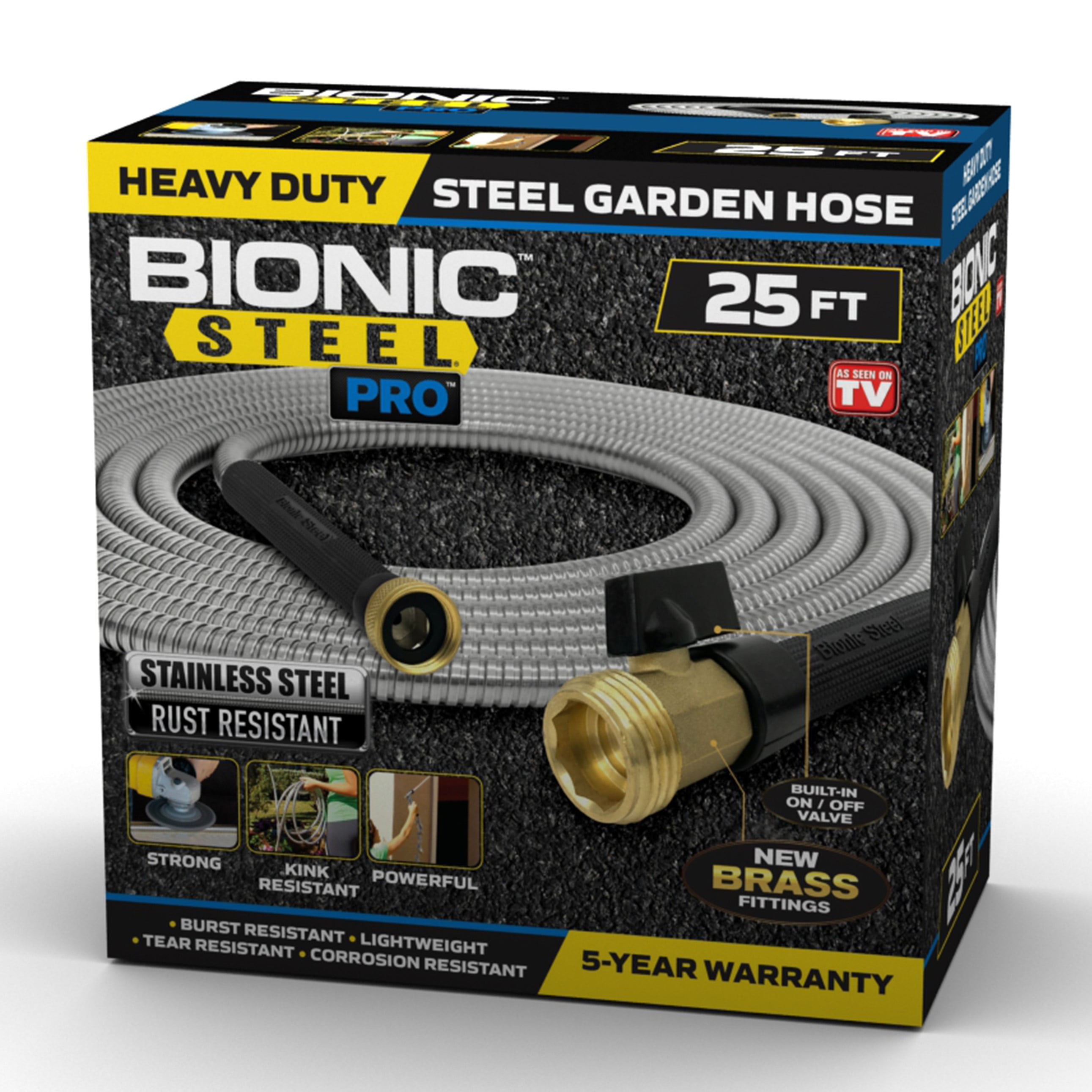 25 50 75 FT Flexible Garden Water Hose Stainless Steel Hose With Spray Nozzle 