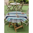 thumbnail image 4 of Outdoor Tablecloths with Umbrella Hole & Zipper, Grey Blue Striped Round Tablecloth 54 Inch, Farmhouse Stripes Abstract Art Navy Blue Waterproof Table Cloth, Patio/Pool/Picnic Table Covers, 4 of 8