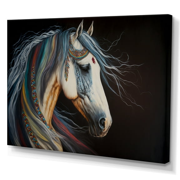 Designart Indian Horse With Colorful Mane IV Canvas Wall Art