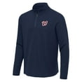 thumbnail image 2 of Men's Antigua Heather Navy Washington Nationals Sync Tri-Blend Quarter-Zip Pullover, 2 of 3