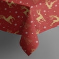 thumbnail image 5 of Red Christmas Golden Reindeer Pattern Square Tablecloth,Waterproof Square Table Cover,Wipeable Spillproof Washable Table Cover for Home Kitchen Party Decor 52"x52"(132x132cm), 5 of 6