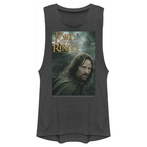 Junior's The Lord of the Rings Fellowship of the Ring Aragorn Movie Poster  Festival Muscle Graphic Tee Charcoal X Small