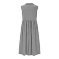 thumbnail image 5 of Robes d'Été pour Femmes en Liquidation 2025 BOVXNPU Robes Décontractées pour Femmes Grande Taille, Robe de Plage à Manches Courtes pour Femmes, Robe Longue Unie à Col en V avec Revers, 5 of 5