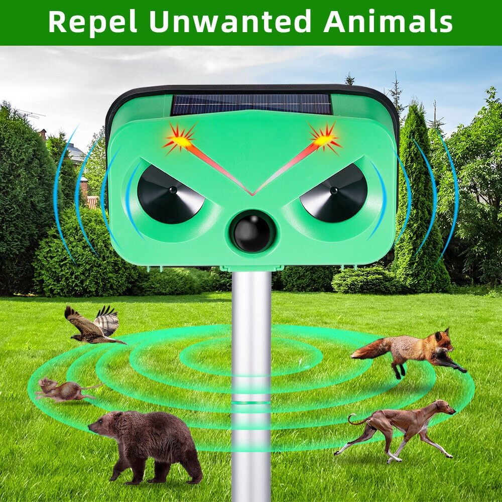 Jahy2Tech 2Pack Ultrasonic Outdoor Animal Repeller, Outdoor Solar Powered Animal Repeller Waterproof with Motion Sensor & Flashing Light