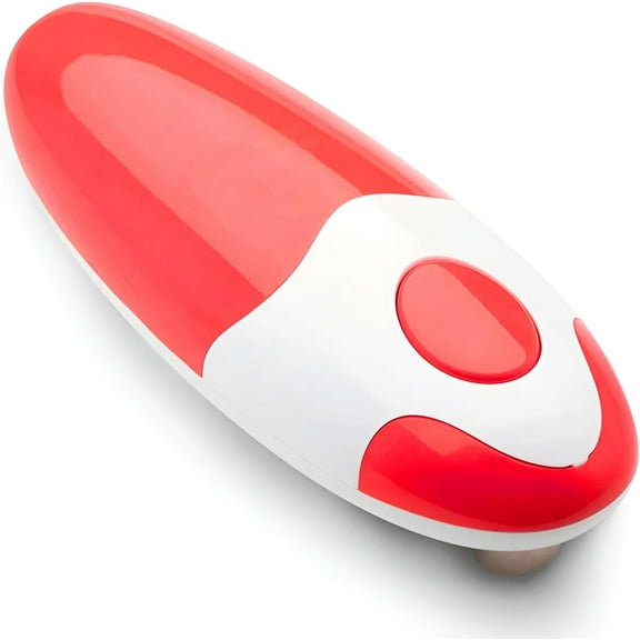 Electric Can Opener, Opens Cans With Just A Light Touch. Automatic hands-free* Smooth edges* Food grade safety* Battery-powered electric can opener. Dimensions: 17 x 6.5 cm, colour: Rad.