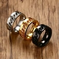 thumbnail image 4 of 8mm Black/Gold/Silver Roman Numerals Band Mens Spinner Chain Titanium Steel Ring, 4 of 9
