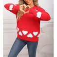 thumbnail image 3 of CORIRESHA Women's Casual Knit Sweater Pullover Heart Pattern Round Neck Long Sleeve Soft Cozy Top, 3 of 3