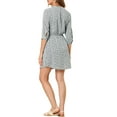 thumbnail image 4 of Allegra K Women's V Neck Floral 3/4 Sleeves Side Pockets Button Dress, 4 of 7