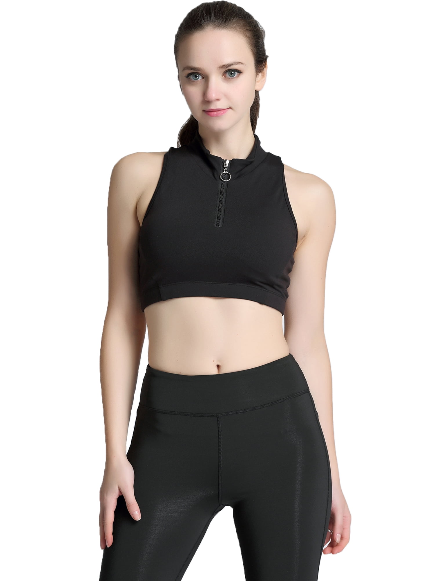 high neck workout crop top