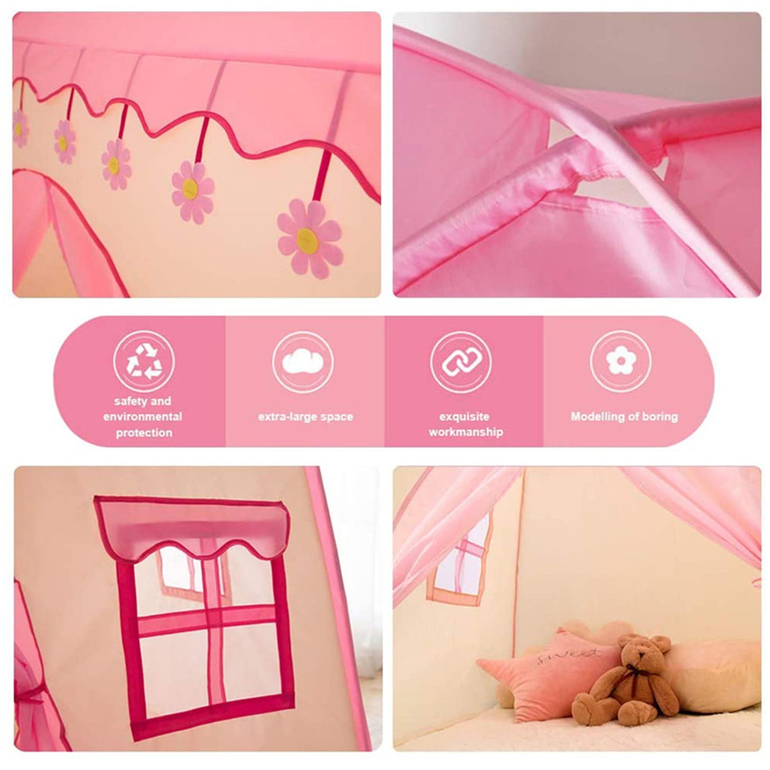 YYAo 51" Kids Play Tents for Girls Large Fairy Playhouse, Pink YYAo 51" Kids Play Tents for Girls Large Fairy Playhouse, Pink