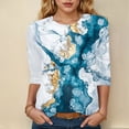 thumbnail image 2 of Kaprioy Womens Tops Elbow-Length Graphic Crew Neck T-Shirts Womens Shirts, 2 of 4