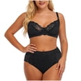 thumbnail image 2 of Bixock Push Up Bras for Women Plus Size Solid Color Lace Details Underwire Support Thin Molde Matching Set for Daily Wear Bra, 2 of 5