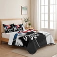 thumbnail image 5 of Twin Quilt Set 68''x86'', Puerto Rico Flag Lightweight Summer Bedspread Coverlet Set with 2 Pillow Shams, Modern Art Palm Tree American Flags Breathable All Season Quilt Bedding for Dorm/Bedroom, 5 of 9