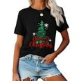 thumbnail image 2 of Merry Christmas T-Shirt Christmas Tree Graphic Short Sleeve Shirt for Women, 2 of 5