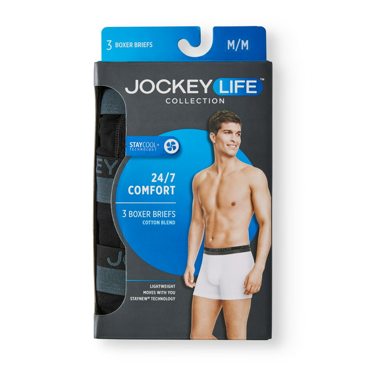 Jockey Life Men's 24/7 Comfort Cotton Blend Boxer Brief, 3-Pack 