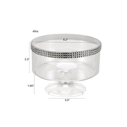 Trifle Small Clear Bowl Silver Rim Jewel Accent For Snacks & Cakes 40 oz