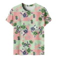 thumbnail image 5 of FAVIPT Tops for Women Plus Size Casual Dressy Summer 2025 Shirts Short Sleeve Crew Neck Tops Elegant Floral Print Tunic Tees Green,M, 5 of 6