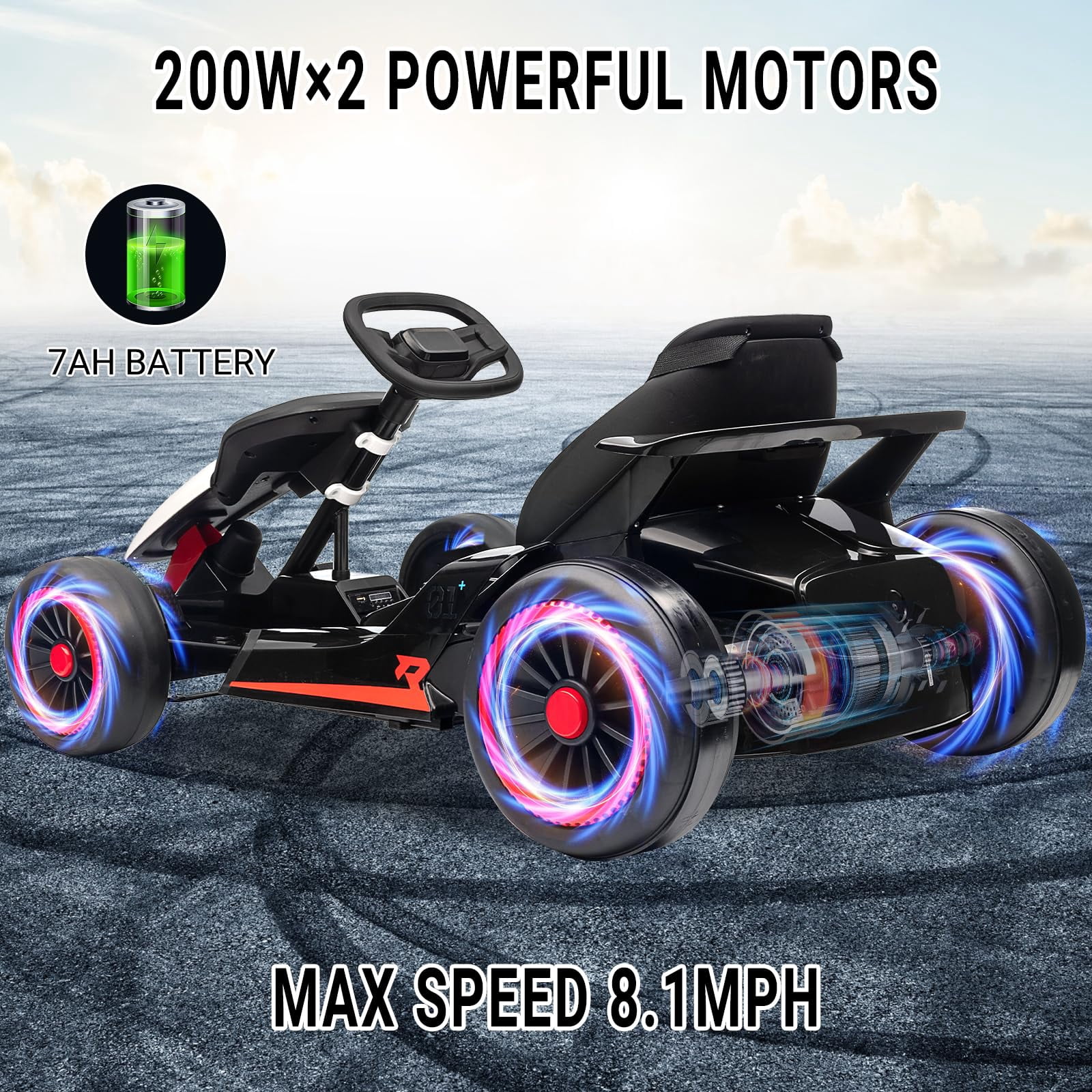 TROPOW Go Kart,for Kids, 24V Drift Kart with 2X200W Strong Motor