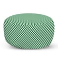 thumbnail image 1 of Abstract Green Pouf Cover with Zipper, Gingham Pattern Crossing Lines and Little Squares, Soft Decorative Fabric Unstuffed Case, 30" W X 17.3" L, Forest Green Fern Green, by Ambesonne, 1 of 5