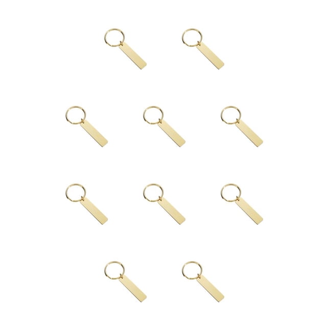 Ounissouiy Llavero en blanco de acero inoxidable pulido rectángulo portátil llavero ropa bolso llavero grabado regalos decorativos Oro 10piezas