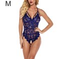 thumbnail image 1 of Body de encaje para mujer Ropa de dormir con correa sexy para mujer Lencería con cuello en V, M, Azul Noticed XX000063-05, 1 of 7
