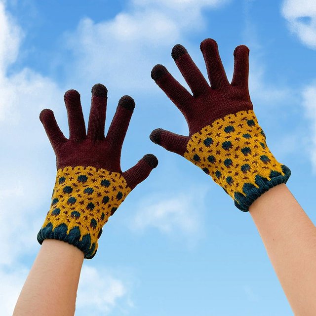 Guantes de invierno con pantalla táctil, guantes de malla Jacquard para invierno, guantes tejidos para mujer, guantes gruesos de terciopelo para Otoño e Invierno