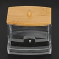 Qtip Holder Dispenser With Bamboo Lids, Clear Bathroom Organizer
