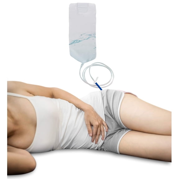 Disposable Pre-Lubricated Tip Enema Bag Set, Includes Drape and Soap, 1500 mL, 50 Piece