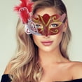 thumbnail image 5 of Unique Bargains 1 Pce Masque Demi-Visage Plume Reine Dansante pour Fête Masquée Rouge, 5 of 5