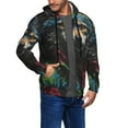 thumbnail image 2 of Wukai Vintage Wolf Warrior Print Men's Zip-Up Hoodie,Fleece Full-Zip Hoodie for Men, Hooded Sweatshirt-Medium, 2 of 5