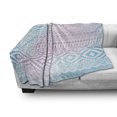 thumbnail image 3 of Afghan Soft Flannel Fleece Throw Blanket, Geometric Shapes with Triangles Rhombuses and Herringbone Zigzag Stripes, Cozy Plush for Indoor and Outdoor Use, 50" x 70", Lilac and Pale Blue, by Ambesonne, 3 of 6
