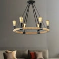 thumbnail image 5 of Industrial Rustic Farmhouse Hemp Rope Chandelier Round Pendant Ceiling Light, 5 of 11