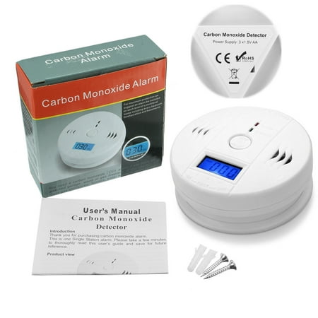 Carbon Monoxide & Fire Sensor Alarm CO Carbon Monoxide Detector Sound Light Alarm Sensor Tester with Digital Display Battery (Best Location To Install Carbon Monoxide Detector)
