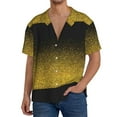 thumbnail image 3 of KLL Gold Glitter Gradient Print Men's Shirt Short Sleeve Button Down Summer Cuba Beach Shirts- Small, 3 of 7