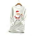 thumbnail image 2 of Fesfesfes Women Flannel Shirt Thick Fleece Printing Sweatshirt Winter Velvet Warm O-neck Underwear Top Under $10, 2 of 2