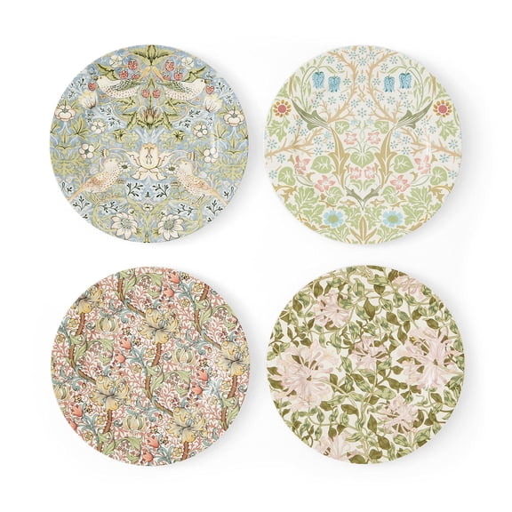 Morris & Co. Dessert Plates Set of 4 8-Inch Round Plates for Dessert, Appetizers, and Dinner Made of Fine Porcelain Dishwasher and Microwave Safe