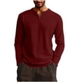 thumbnail image 4 of RYDCOT Mens V-Neck Breathable Long Sleeve T Shirts Casual Fashion Longline Shirt Tee for Men Wine, 4 of 7
