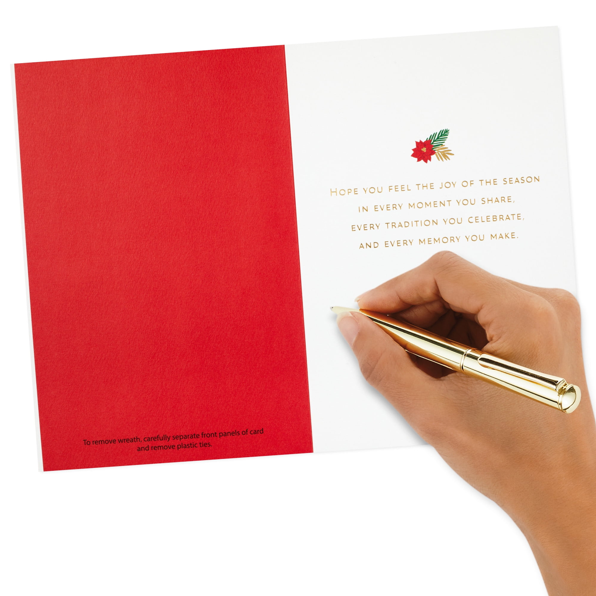 Hallmark Signature Christmas Card with Hoop Wreath (Merry Christmas Poinsettias)