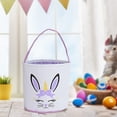 thumbnail image 3 of Cesta de Pascua portátil con forma de conejito, organizador para guardar huevos y dulces. Púrpura, 3 of 8