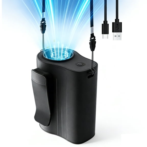 Portable Waist Fan Rechargeable, 13300 RPM Portable Clip on Fan with 100 Speeds & 4000mAh Battery, Personal Hanging Neck Fan for Outdoor Camping Travel Jobsite (Black)