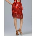 thumbnail image 3 of FEOYA Womens Belly Dance Hip Scarf Sequin Tassel Skirt Latin Dance Hip Scarf Fringe Wrap Jazz Hip Scarf for Tango Samba Cha-cha Salsa Rumba Red, 3 of 7