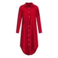 thumbnail image 5 of Arlun Linen Shirt Dresses for Women Button down Drawstring Elastic Waist Long Sleeve Causal Dress Plain Long Maxi Dresses 2026 Trendy Spring Outfits Red M, 5 of 6