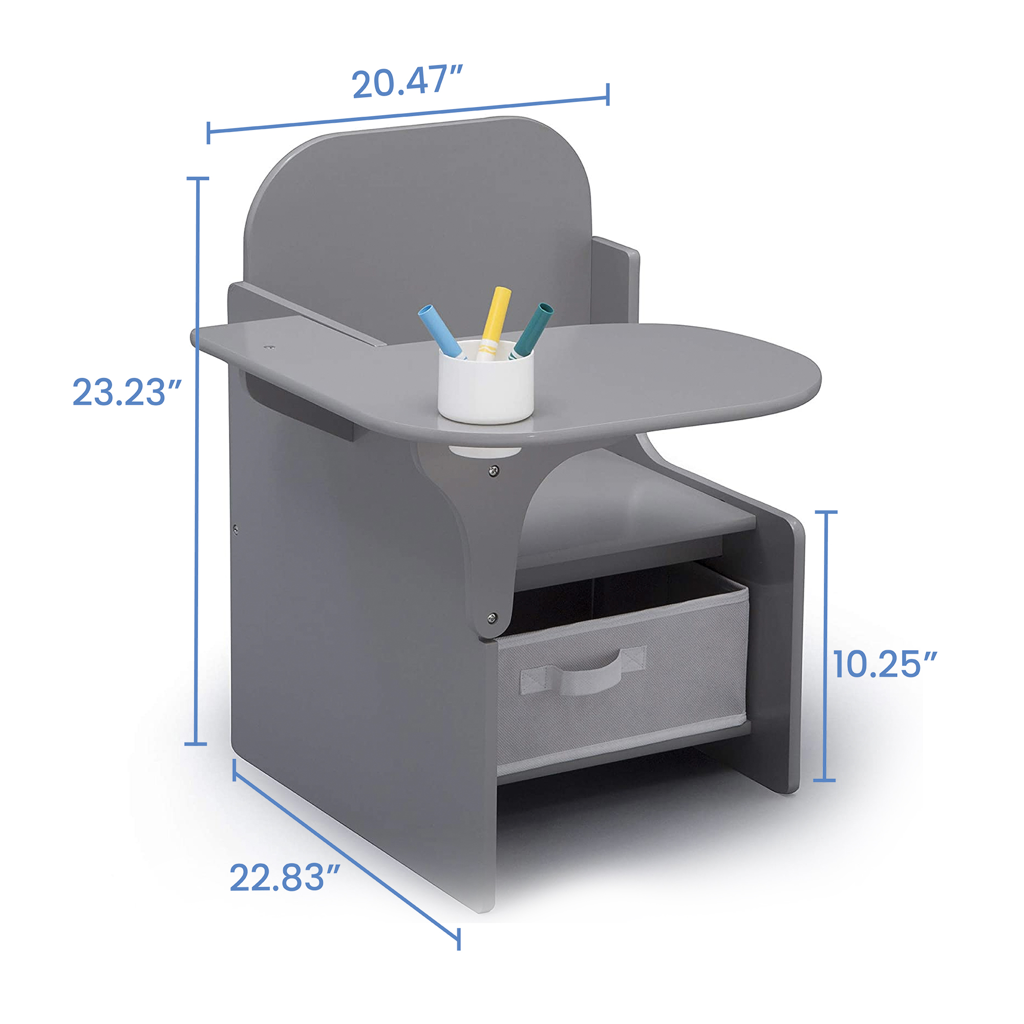 Delta Children Classic Chair Desk with Storage Bin, Gray photo 4