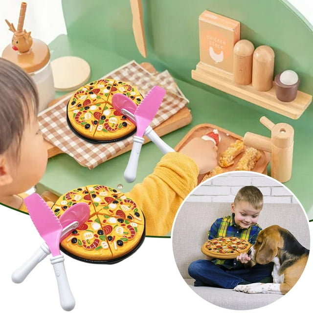 Educational Pizza Play Set for Kids - 9 Piece Kitchen Toy - Cutting Pizza Food Set - Montessori Play Food for Interactive Learning