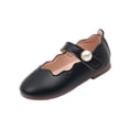 thumbnail image 3 of Viluyesy Girls Leather Sandals Spring & Summer Princess Flat Sandals with Pearl Detail, Soft Sole Solid Color Casual Dress Shoes for Medium to Large Kids Black Size 6.5, 3 of 7
