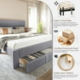 thumbnail image 4 of FelixKing Full Size Bed Frame with 4 Storage Drawers, Upholstered Platform Bed with Headboard, Heavy Duty Wood Slats, Noise-Free, No Box Spring Needed, Easy Assembly, Gray, 4 of 6