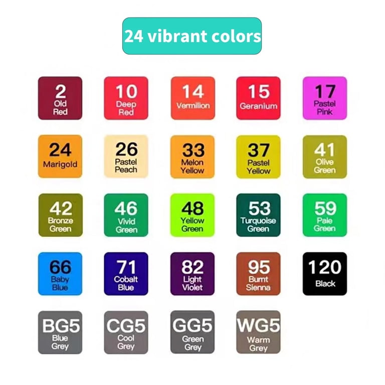 MIKOUJOS 24 Color Alcohol Markers Brush Tip Set photo 6